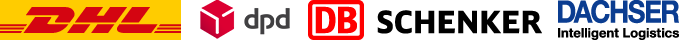 Versandarten: DHL, DPD, DB Schenker